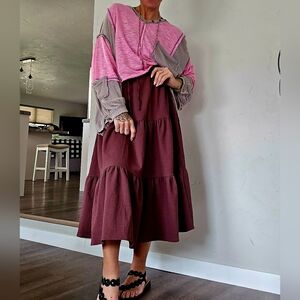 Elegant Brown Midi Skirt
